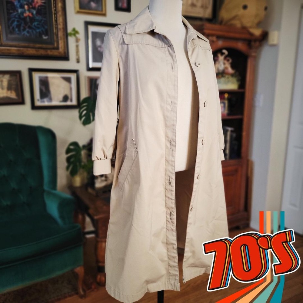 London Fog Trench Coat Vintage 1970s Maincoats Weatherwear‎ Petite Size Women's